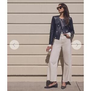 Veronica beard Ecru TAYLOR CROPPED WIDE-LEG high rise JEAN size 32/ US 14